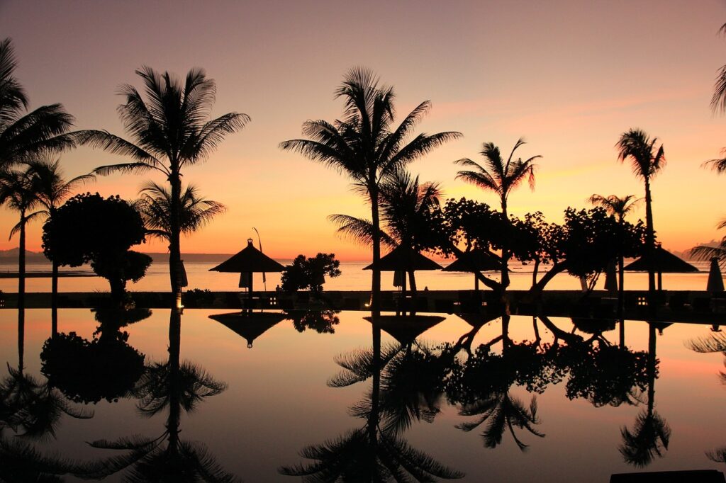 seminyak bali beach sunset