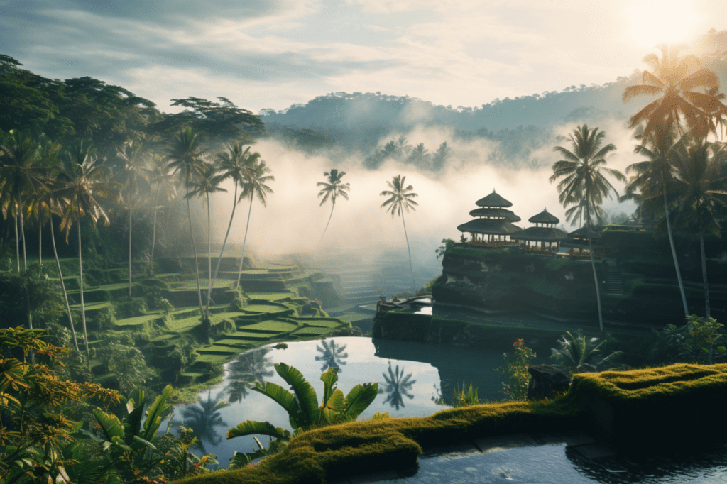 Bali island of gods rice field view