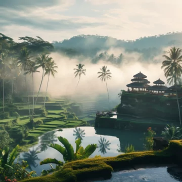 Bali island of gods rice field view