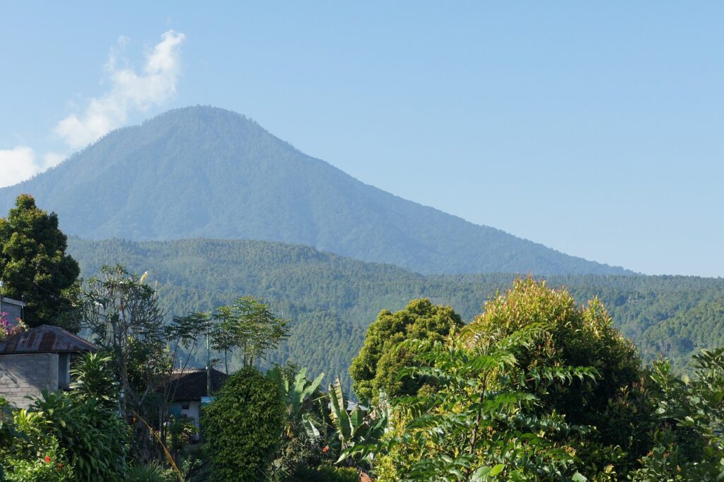 Mount batur bali active volcano