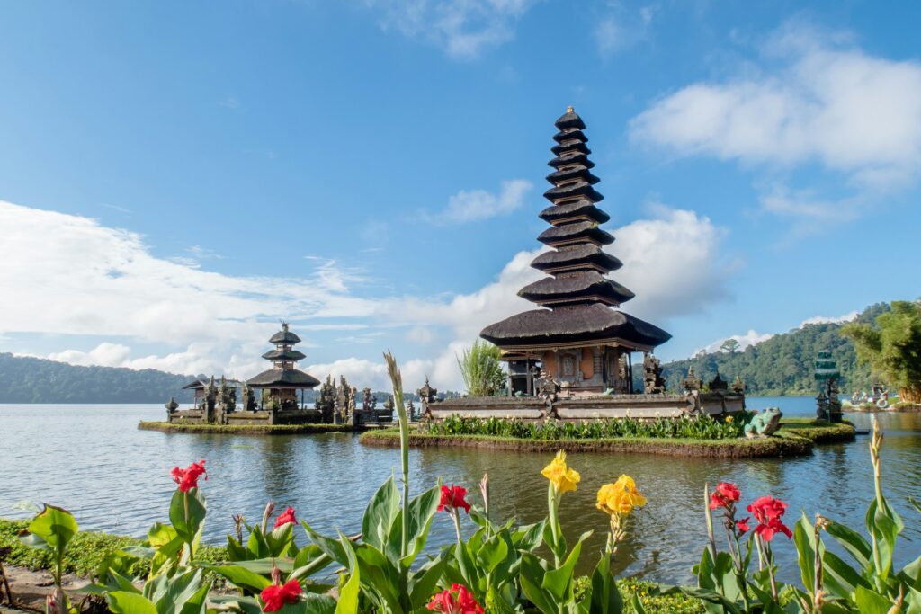 Bali temple over water